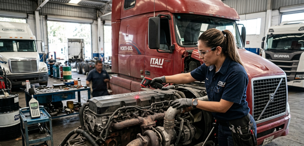 tecnico mide temperatura de motor